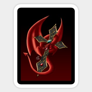 Red Dragon Guarding A Holy Treasure Sticker